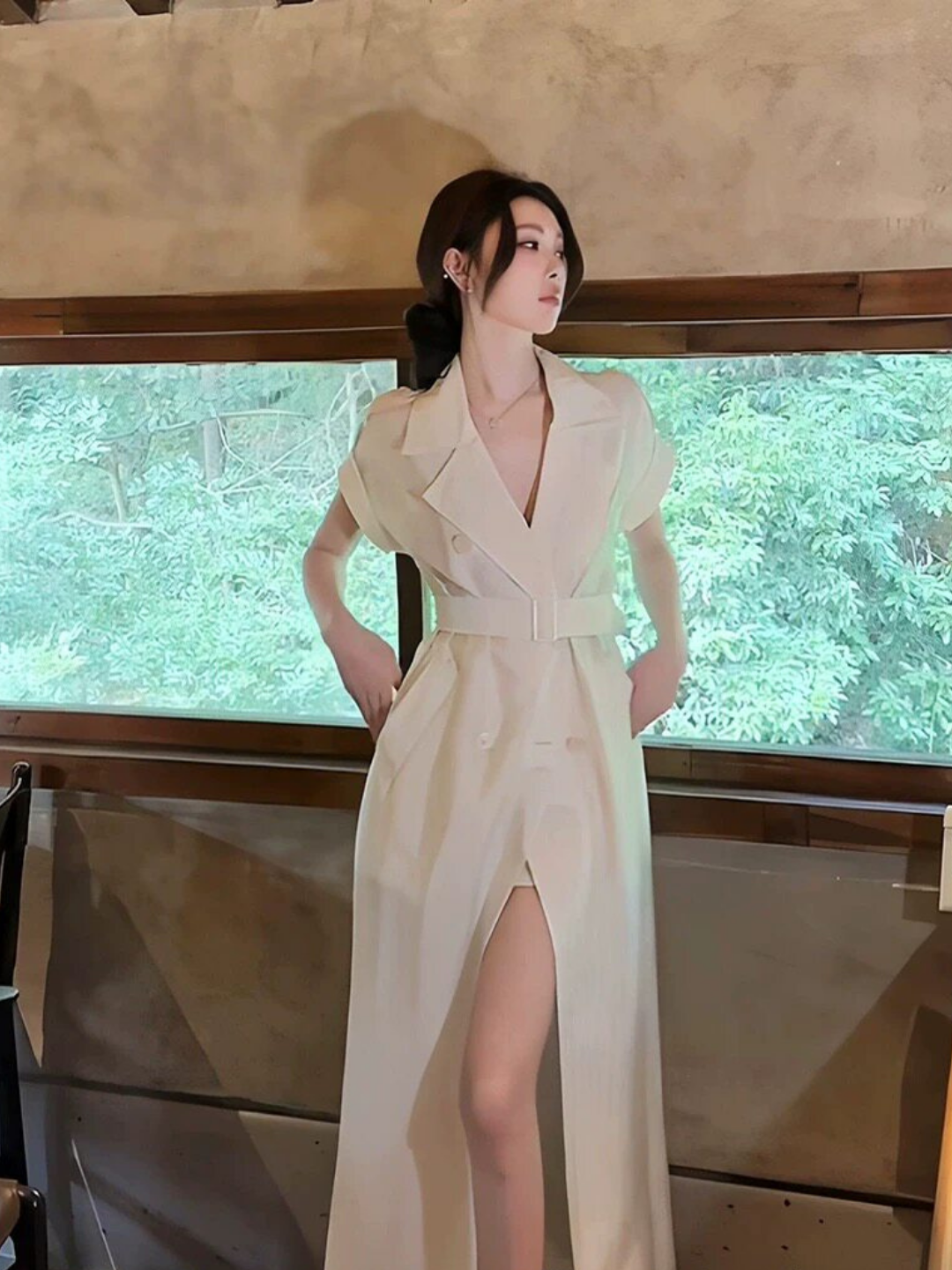 2WAY トレンチジレ＆ショートパンツ セットアップ｜ベルト付き ロングベスト