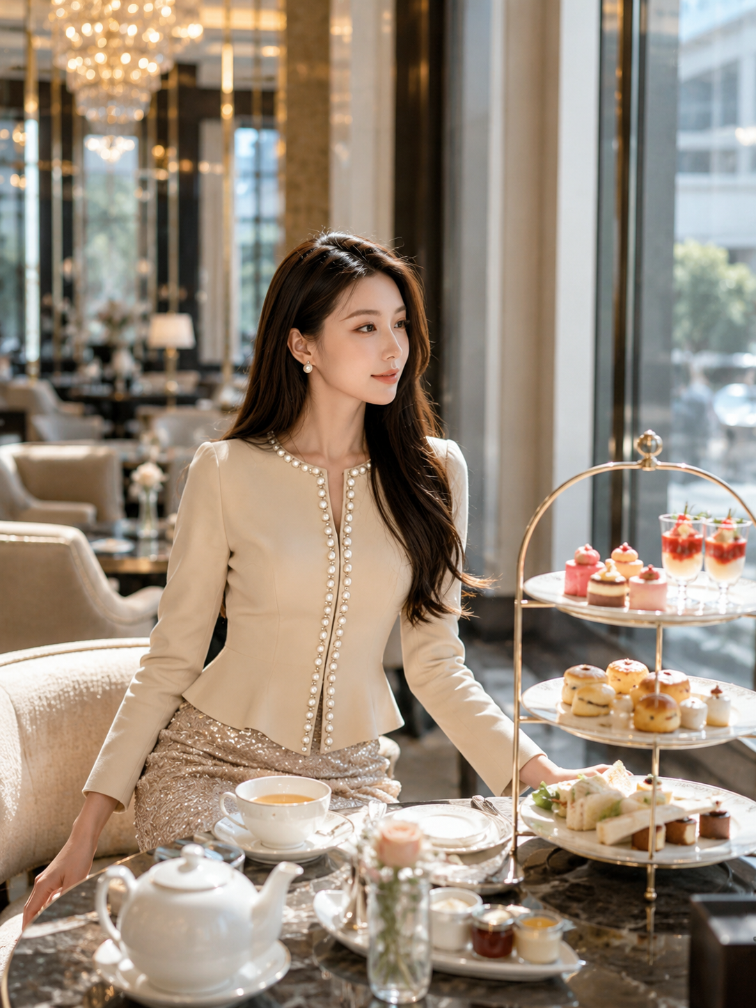 パールライン ペプラムトップス＆スパンコールロングスカート セットアップ｜結婚式・パーティー・フォーマル